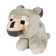 Jinx Minecraft Baby Wolf Plush Stuffed Toy, Gray, 5" Tall