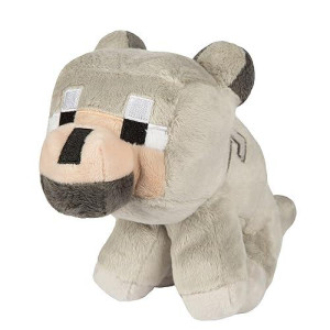 Jinx Minecraft Baby Wolf Plush Stuffed Toy, Gray, 5 Tall