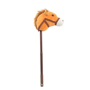 Linzy Plush Hobby Horse Stick Toy, Adjustable Telescopic Stick, Adjust To 3 Different Sizes, For Cowboy And Cowgirl Of Different Ages, Light Brown
