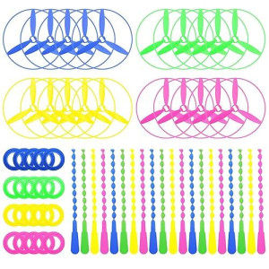 Poplay 40 Sets Outdoor Toys Flying Discs, Twist Disc Flyer Saucers With Launchers For Party Favors And Prizes