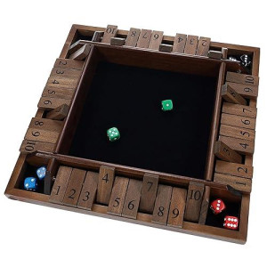 4 Player Shut The Box(TM) Dice Game - Walnut Stained Wood