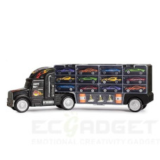 Big Daddy Tractor Trailer Car Collection Case Carrier Transport Toy Truck For Kids Includes 6 Cars + Accessories