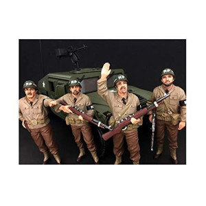 American Diorama Wwii Military Police 4 Piece Figure Set For 1:18 Scale Models 77414,77415,77416,77417