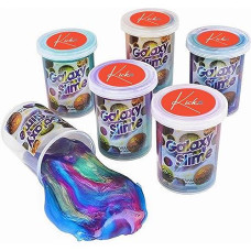 Kicko Marbled Unicorn Color Slime - 6 Pack Colorful Galaxy Sludge - Gooey Fidget Set For Sensory And Tactile Stimulation, Stress Relief, Party Favor, Educational Game