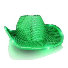 Blinkee Led Flashing Cowboy Hat With Green Sequins