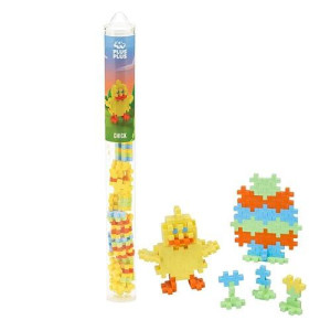 Plus Plus - Mini Maker Tube - Chick - 70 Piece, Construction Building Stem / Steam Toy, Interlocking Mini Puzzle Blocks For Kids