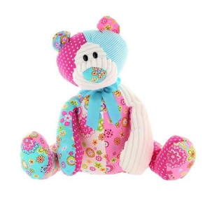 Snuggles 18" Large Pink Patchwork Stuffed Teddy Bear