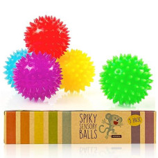 [5 Pack] Spiky Sensory Balls - Squeezy And Bouncy Fidget Toys - Sensory Toys - No Bpa Phthalates Latex - School And Special Education Supply