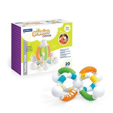 Guidecraft Grippies Curves - 20 Piece Set, Stem Soft Grip Magnetic Building Toy For Toddlers