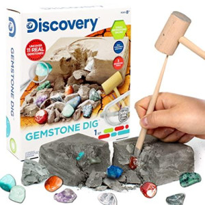 Discovery Kids Gemstone Dig Stem Science Kit By Horizon Group Usa, Excavate, Dig & Reveal 11 Real Gemstones, Includes Goggles, Excavation Tools, Streak Plate, Magnifying Glass & More