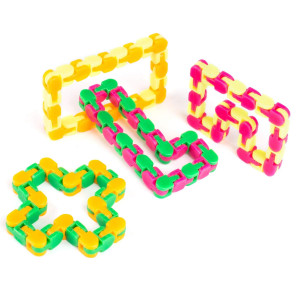 Neliblu Wacky Tracks Snap And Click Fidget Toys For Sensory Kids - Adhd, Autism, Stress Relief Therapy - Keeps Fingers Busy And Minds Focused - Snake Puzzles, Assorted Colors (Pack Of 4)