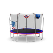 Skywalker Trampolines Jump N' Dunk 8 Ft, 12 Ft, 15 Ft, Round Outdoor Trampoline For Kids With Enclosure Net, Basketball Hoop, Astm Approval, 800 Lbs Weight Capacity