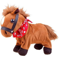 Liberty Imports Galloping Pony Horse Plush Toy - Realistic Interactive Walking Neighing Electronic Pet For Kids