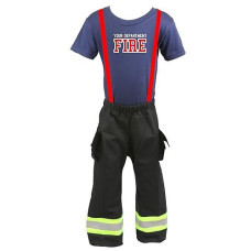 Fully Involved Stitching Firefighter Personalized Black 2-Piece Toddler Outfit (3T)