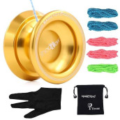Magicyoyo T8 Shadow Unresponsive Yoyo Professional Metal Yo Yo Ball Bearing Gift Toy With Glove & Bag & 5 Strings (Golden)