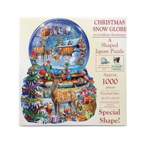 Sunsout Inc - Christmas Snow Globe - 1000 Pc Special Shape Jigsaw Puzzle By Artist: Adrian Chesterman - Finished Size 26.25" X 34.25" Christmas - Mpn# 97182