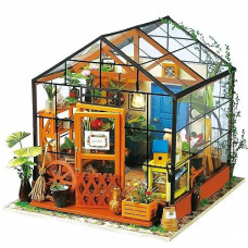 Robotime Diy Dollhouse Wooden Miniature Furniture Kit Mini Green House With Led Best Birthday Gifts