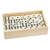 Hey! Play! Premium Set Of 55 Double Nine Dominoes W/Wood Case Game