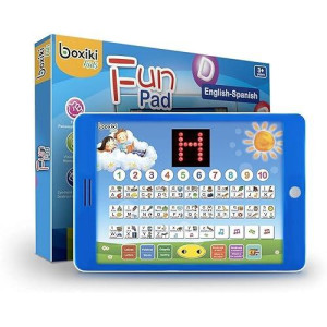 Boxiki Kids Spanish-English Learning Bilingual Tablet Educational Toy With Led Screen Display. Learn Spanish And English With Abc Games And Spelling. Kids Love Our Interactive Educational Toys