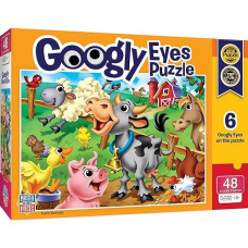 Masterpieces Funny Puzzle - Googly Eyes 48 Piece Jigsaw Puzzle For Kids - Farm Animals - 14"X19"