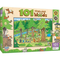 Masterpieces 100 Piece Nature Jigsaw Puzzle For Kids - 101 Things To Spot In The Woods - 14"X19"
