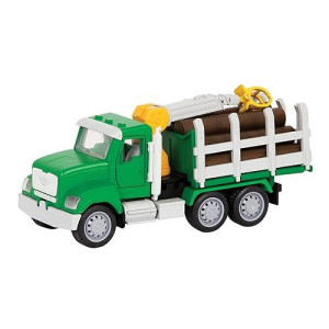 Driven By Battat - Toy Logging Truck For Kids - Construction Vehicle Toy - Lights & Sounds - Movable Parts - 3 Years + - Micro Logging Truck