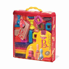 B. Toys- Bristle Block Stackadoos - Building Blocks For Kids - Developmenal Toy-68 Blocks In A Storage Pouch - Stem Toys - Soft & Interlocking - Bristle Block Stackadoos - 2 Years +