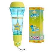 Echo Mic For Kids And Toddlers - Magic Microphone With Multicolored Flashing Light And Fun Rattle - Blue And Yellow Speech Therapy Feedback Toy - Retro Gift For Boys And Girls Who Love Singing