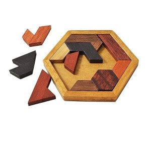 Kingzhuo Hexagon Tangram Puzzle Wooden Puzzle For Children And Adults Challenging Puzzles Wooden Brain Teasers Puzzle For Adults Puzzles Games Family Portable Puzzles Brain Games Tangrams For Adults
