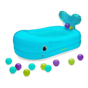 Infantino Whale Bubble Inflatable Baby Bath Tub And 10-Piece Ball Set, Inflated Size: 30 In X 18 In (76.2 Cm X 45.7 Cm), 6-24 Months, Blue