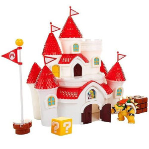 SUPER MARIO 58541 Mushroom Kingdom castle Playset with Exclusive 25A Bowser Figure - Officially Licensed by Nintendo, Princess Peach castle, 32 x 15 x 11 inches