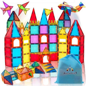 My Little Architect Magnetic Tiles Building Blocks For Kids, 3D Magnet Block Set Educational Toy Construction Playboard Best Inspirational Learning Gift For Boys And Girls 3-Years Old And Up