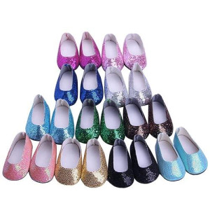 Luckdoll 10Pcs Doll Shoes Colorful Canvas For 18Inch Girl Doll,43 Cm New Born Baby Doll Our Generation Doll,My Lifi Doll