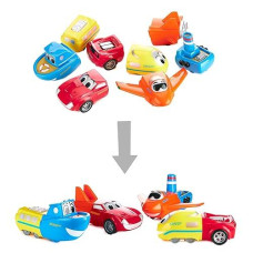 Mix Or Match Vehicles Junior, Magnetic Toy Play Set, 8 Pieces