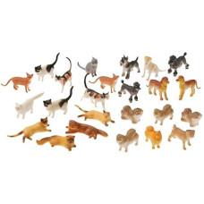 Nikki'S Knick Knacks 24 Plastic Cat And Dog Figure Toys