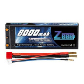 Zeee 2S 8000Mah Lipo Battery 7.4V 100C Hard Case Lipo Batteries Pack With 4Mm Bullet Dean-Style T Plug For 1/8 1/10 Rc Car Model Slash Buggy Team Associated
