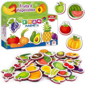 Little World Large Set Of 31 Foam Fridge Magnets For Toddlers 1-3 - Refrigerator Magnets For Kids - Baby Magnets For Refrigerator 1 Year Old - Fruits And Vegetables Magnets For Toddlers 1-2
