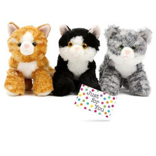 J4U Set Of Three Mini Flopsie Cats With Gift Tag - One Each Lily, Molly, And Maynard