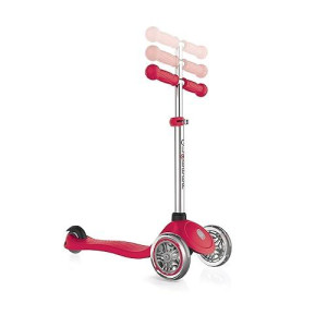Globber Primo Scooter - Kids Scooters For Ages 3+, Three Wheel Scooter, Adjustable Height, Anti Slip Scooter, Push Scooter, Easy To Assemble, Holds Up To 50Kg - Childrens Scooter, Red