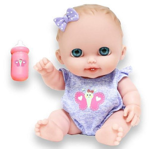 Jc Toys Lil Cutesies 8.5" All Vinyl Baby Doll | Posable And Washable | Removable Outfit | Lulu- Blue Eyes Ages 2+