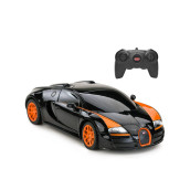 Rastar Rc Car | 1:24 Bugatti Veyron 16.4 Grand Sport Vitesse Radio Remote Control Racing Toy Car Model Vehicle, Black/Orange
