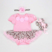 Reborn Baby Doll Clothes Accessories 20-23 Inch Newborn Girl Pink Leopard Tutu Dress Clothing Set