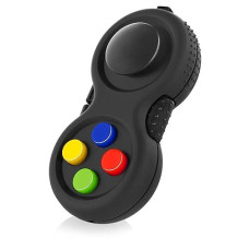 True Tonic Toys - The Original Fidget Retro: The Rubberized Classic Controller Game Pad Fidget Focus Toy With 8-Fidget Functions And Lanyard - Perfect For Relieving Stress