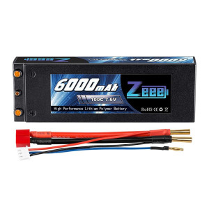 Zeee 7.6V 100C 6000Mah 2S High-Voltage Hardcase Rc Lipo Battery With Dean Connector For Rc 1/8 1/10 Scale Vehicles Car, Trucks, Boats(4Mm Bullet)