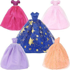 Bjdbus 5 Pcs Handmade Wedding Party Dress Lace Gown For 11.5 Inch Girl Doll Clothes Accessories Random Set Multicolor
