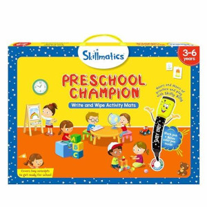 Skillmatics Educational Game - Preschool Champion, Reusable Activity Mats With 2 Dry Erase Markers, Gifts For Ages 3 To 6