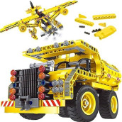 Gili Stem Building Toy For Boys 8-12 - Dump Truck Or Airplane 2 In 1 Construction Engineering Kit (361Pcs) Best Gift For Kids Age 6 7 8 9 10 11 12+ Years Old