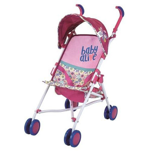Baby Alive Doll Stroller With Retractable Canopy (D82091), Safety Harness For Baby Doll, Two-Toned Handle & Wheels, Storage Basket, Fits Dolls Up To 24 Inches - Foldable For Easy Toy Storage, Age 3+