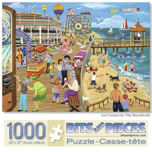 Bits And Pieces - 1000 Piece Jigsaw Puzzle For Adults - Ice Cream On The Boardwalk - 1000 Pc Beach, Jersey Shore Jigsaw By Artist Sandy Rusinko