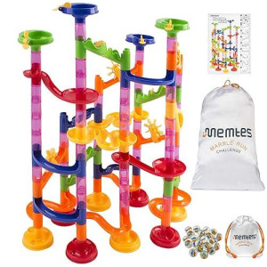 Memtes Marble Run Toy Race Coaster 105 Piece Set, Educational Construction Maze Building Blocks Learning Toy, Included With 2 Silk Bags